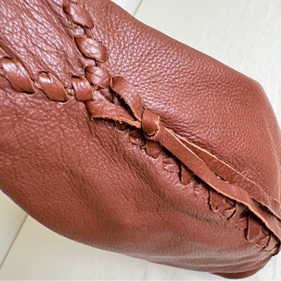 LUCKY BRAND Genuine Leather Large Boho Whipstitch Hobo Shoulder Bag Purse - Picture 14 of 16